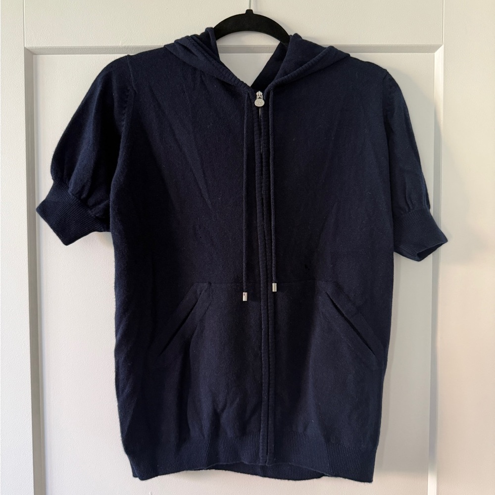 CHANEL Dark Blue Zip-Up Hoodie